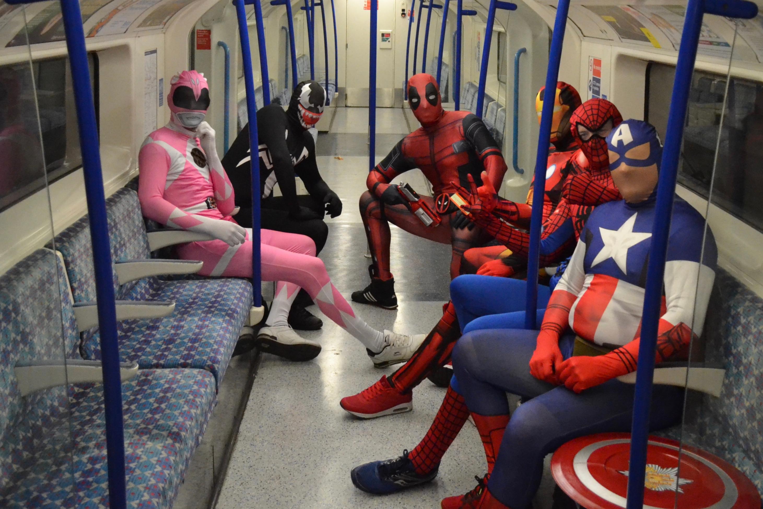 Superheroes on the London Underground